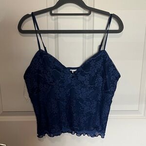 No boundaries cropped adjustable strap lace lettuce hem chat fully lined Y2K